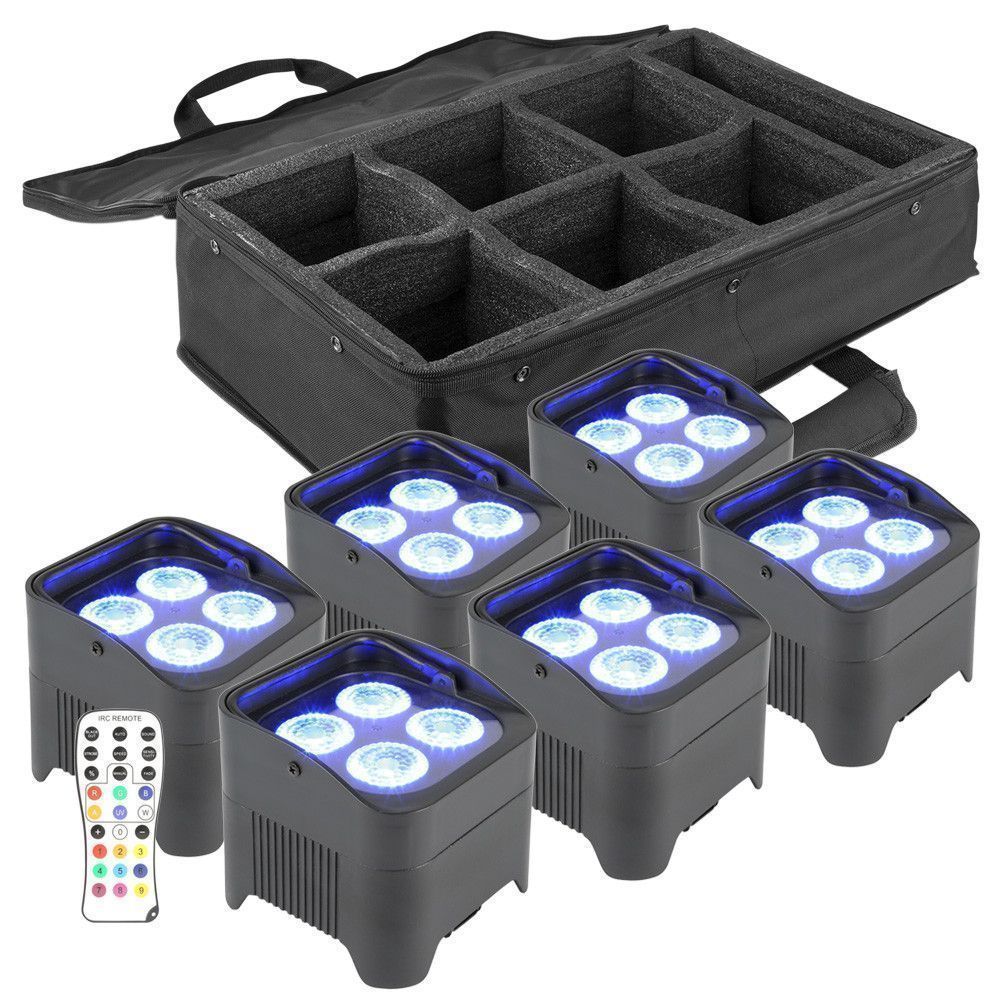 Pack 6 PAR LED Batterie 4 x 4W RGBW - Power Sound